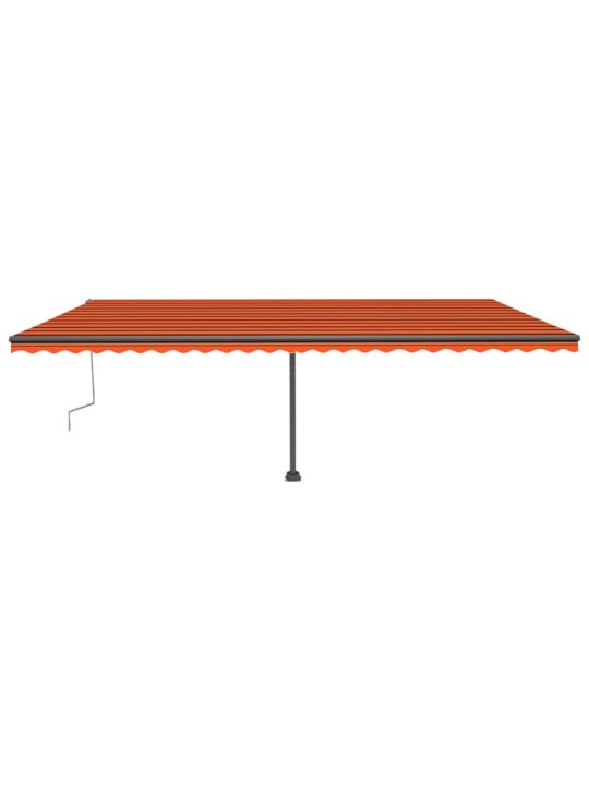 Ručně zatahovací markýza s LED světlem 600x300 cm oranžovohnědá