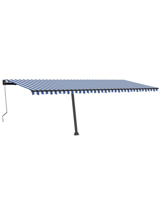 Automatická markýza LED a senzor větru 600 x 300 cm modrobílá