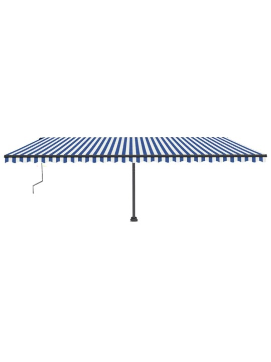 Automatická markýza LED a senzor větru 600 x 300 cm modrobílá