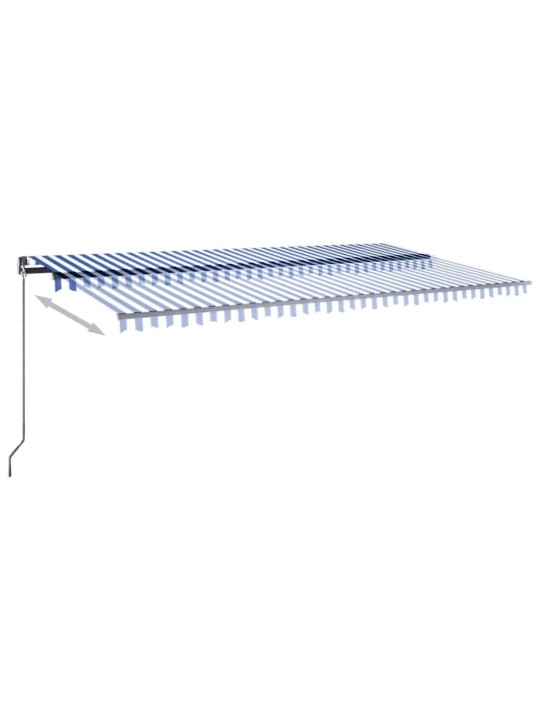 Automatická markýza LED a senzor větru 600 x 300 cm modrobílá
