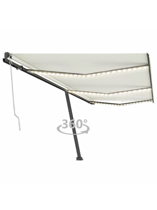 Automatická markýza LED a senzor větru 600 x 300 cm krémová