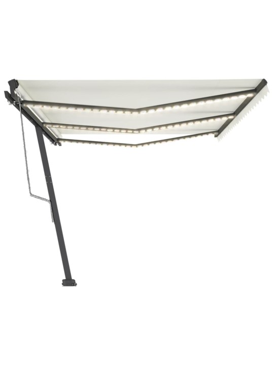 Automatická markýza LED a senzor větru 600 x 300 cm krémová