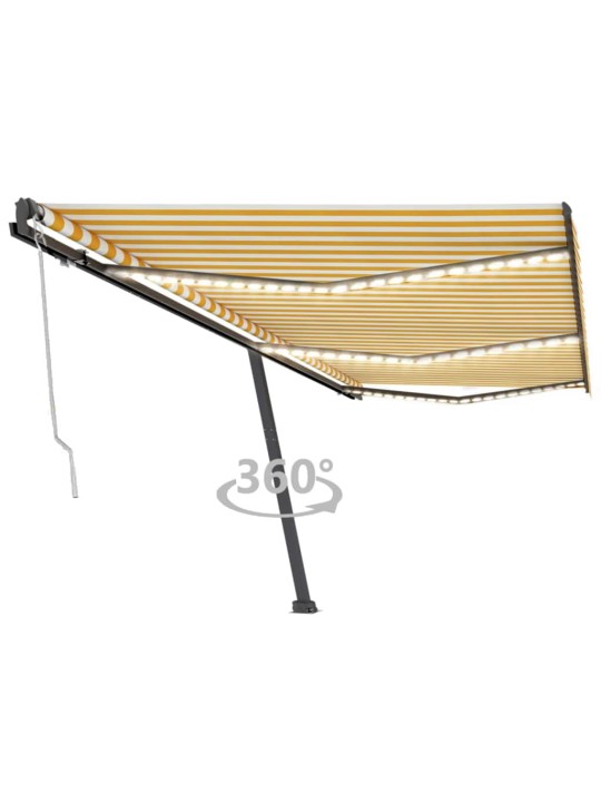 Automatická markýza LED a senzor větru 600 x 300 cm žlutobílá