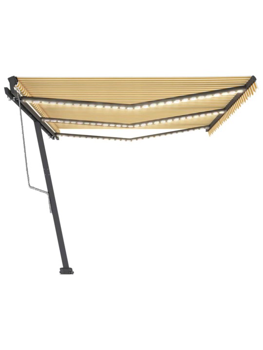 Automatická markýza LED a senzor větru 600 x 300 cm žlutobílá