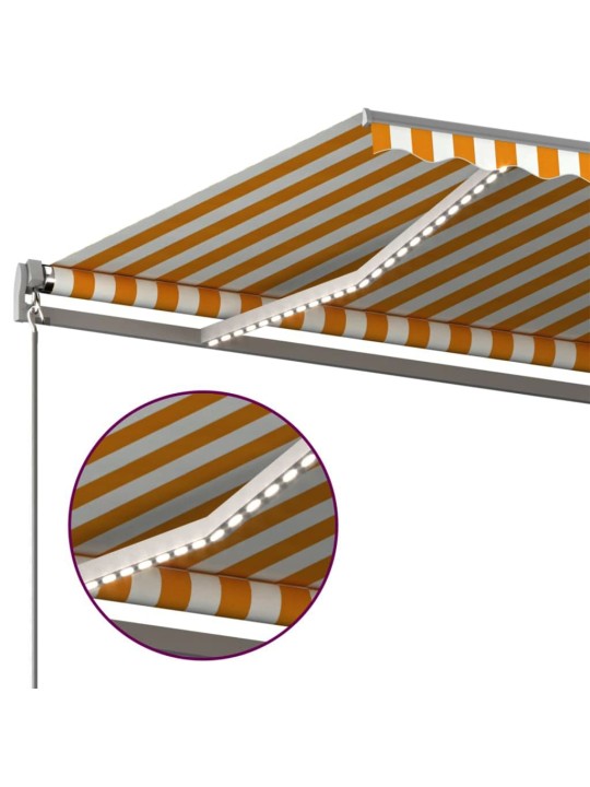 Automatická markýza LED a senzor větru 600 x 300 cm žlutobílá