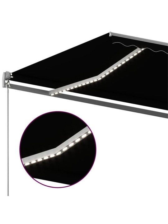 Automatická markýza LED a senzor větru 600 x 300 cm antracitová