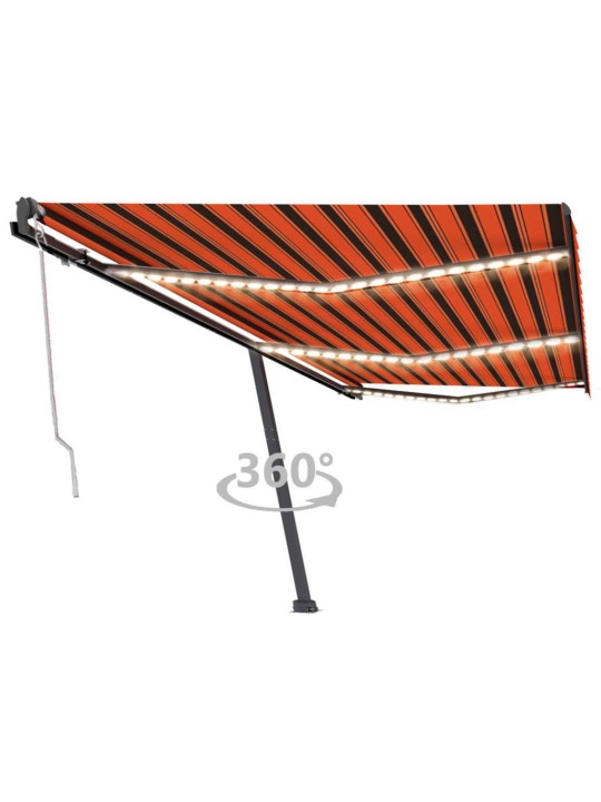 Automatická markýza LED a senzor větru 600x300 cm oranžovohnědá