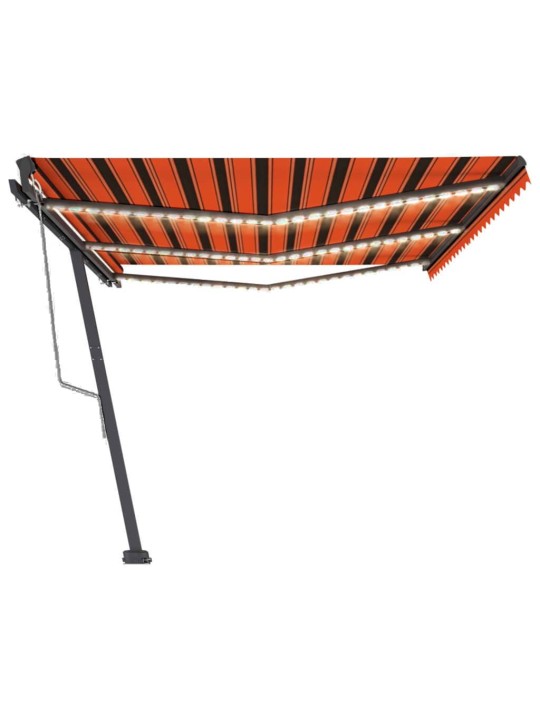 Automatická markýza LED a senzor větru 600x300 cm oranžovohnědá