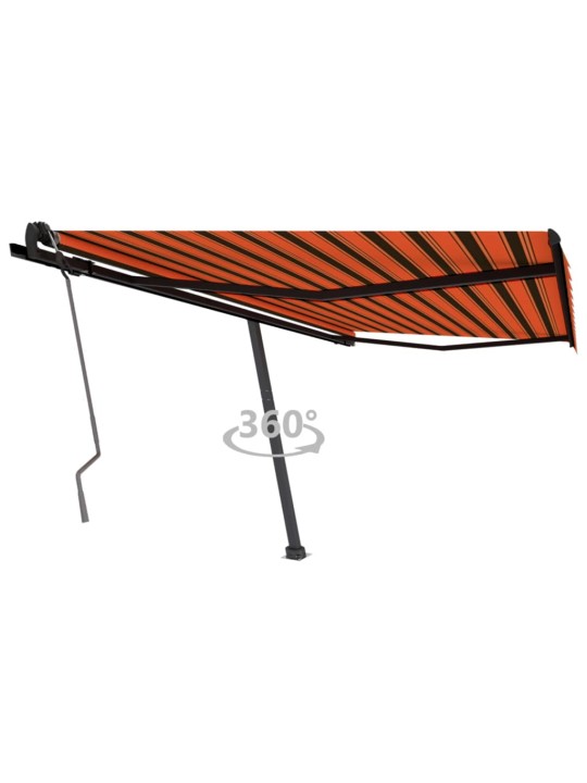 Volně stojící ručně zatahovací markýza 400x350 cm oranžovohnědá