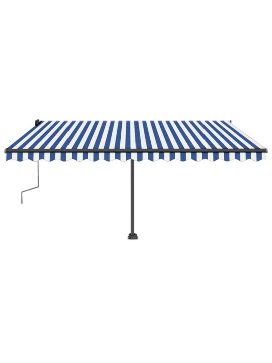 Ručně zatahovací markýza s LED světlem 400 x 350 cm modrobílá