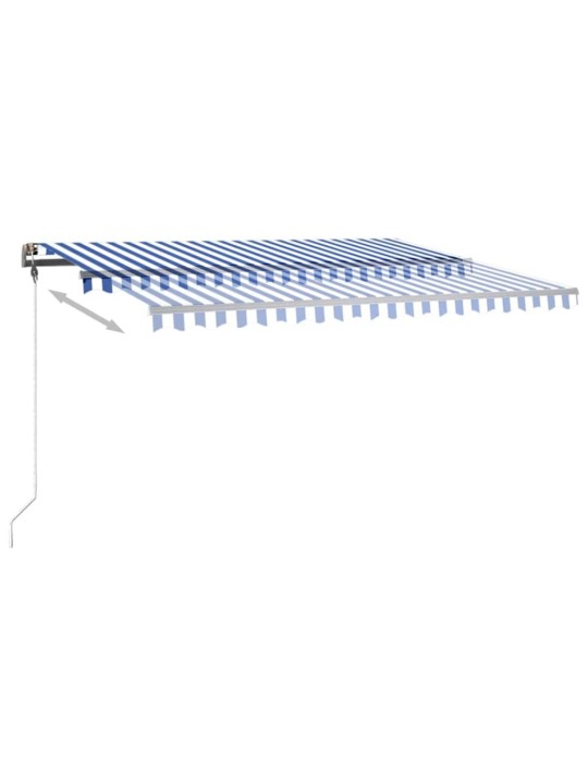 Ručně zatahovací markýza s LED světlem 400 x 350 cm modrobílá