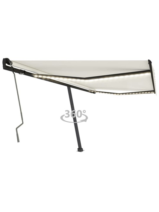 Ručně zatahovací markýza s LED světlem 400 x 350 cm krémová