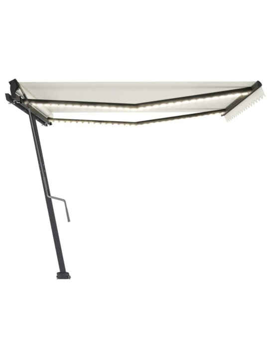 Ručně zatahovací markýza s LED světlem 400 x 350 cm krémová