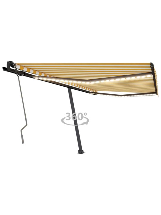 Ručně zatahovací markýza s LED světlem 400 x 350 cm žlutobílá
