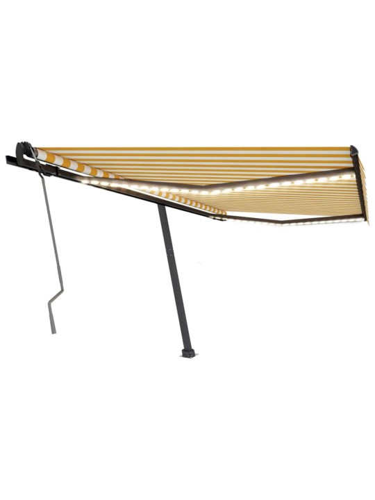 Ručně zatahovací markýza s LED světlem 400 x 350 cm žlutobílá