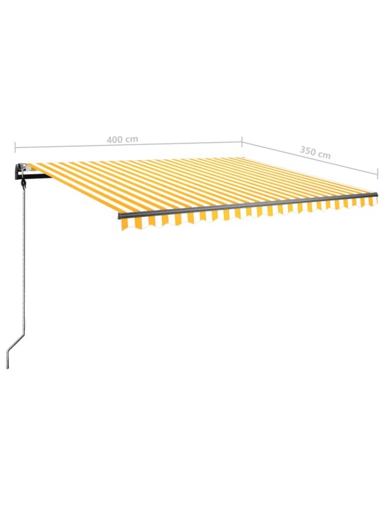 Ručně zatahovací markýza s LED světlem 400 x 350 cm žlutobílá