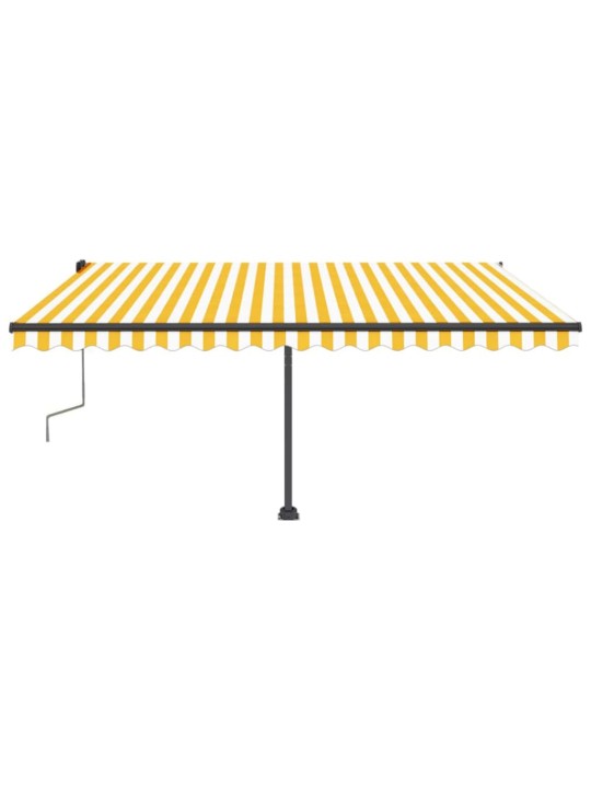 Ručně zatahovací markýza s LED světlem 400 x 350 cm žlutobílá