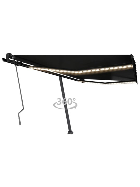 Ručně zatahovací markýza s LED světlem 400 x 350 cm antracitová