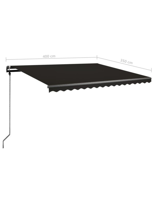 Ručně zatahovací markýza s LED světlem 400 x 350 cm antracitová
