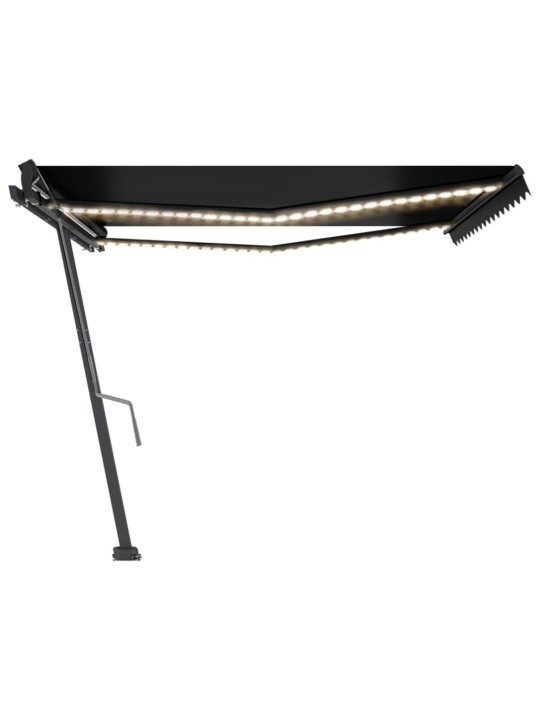 Ručně zatahovací markýza s LED světlem 400 x 350 cm antracitová
