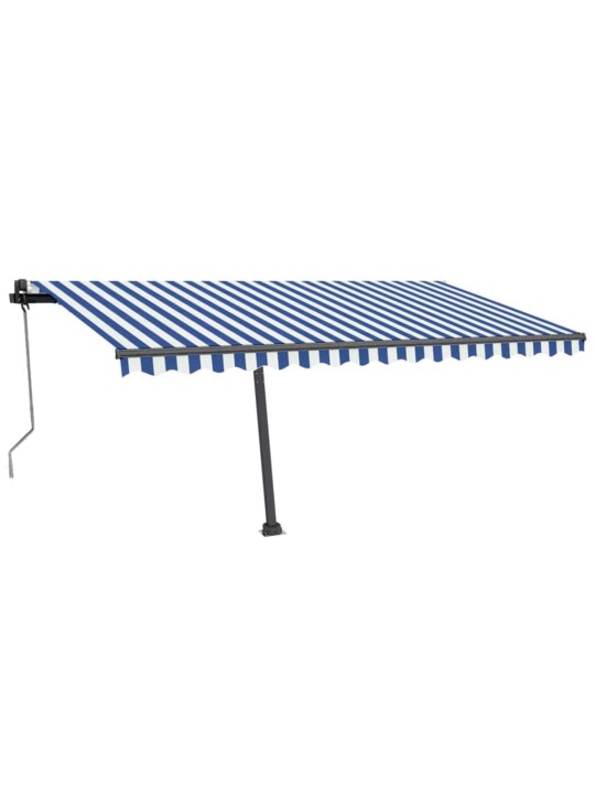 Automatická markýza LED a senzor větru 400 x 350 cm modrobílá