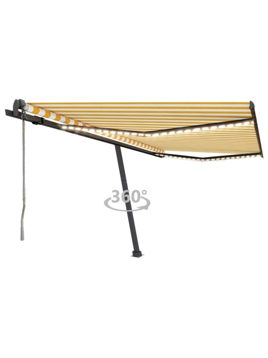 Automatická markýza LED a senzor větru 400x350 cm žlutobílá