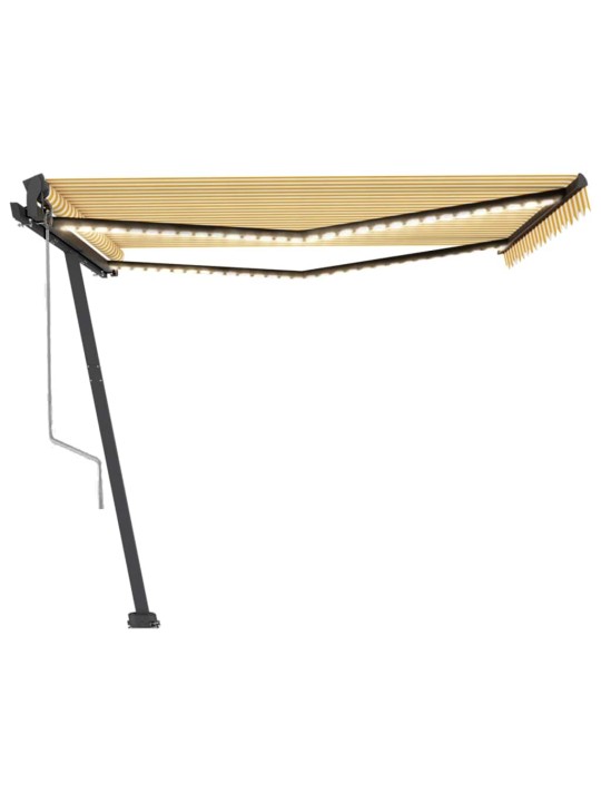 Automatická markýza LED a senzor větru 400x350 cm žlutobílá