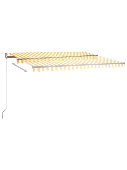 Automatická markýza LED a senzor větru 400x350 cm žlutobílá