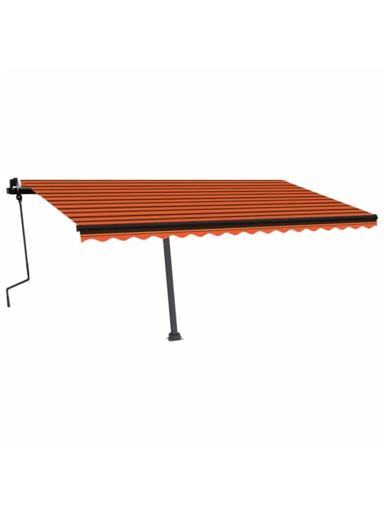 Volně stojící ručně zatahovací markýza 450x350 cm oranžovohnědá