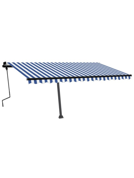 Ručně zatahovací markýza s LED světlem 450 x 350 cm modrobílá