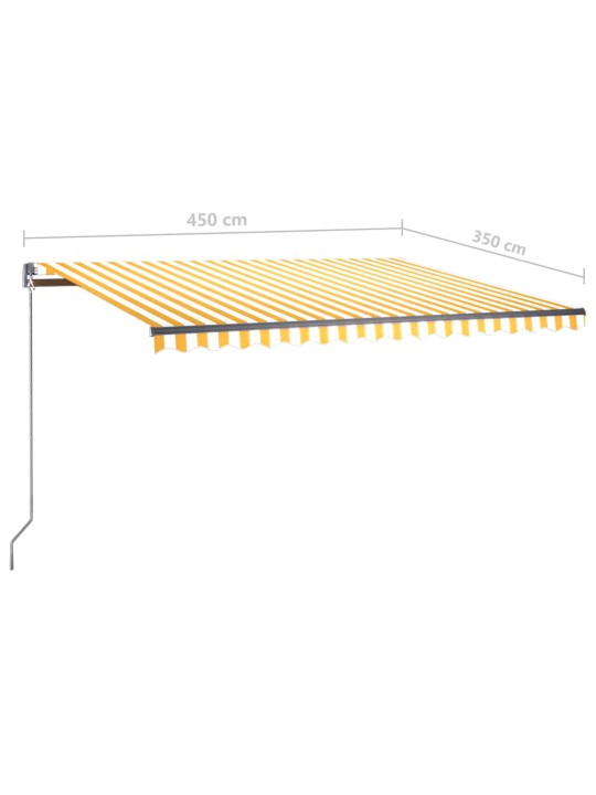 Ručně zatahovací markýza s LED světlem 450 x 350 cm žlutobílá