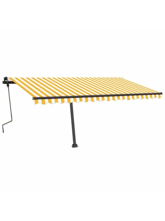 Ručně zatahovací markýza s LED světlem 450 x 350 cm žlutobílá
