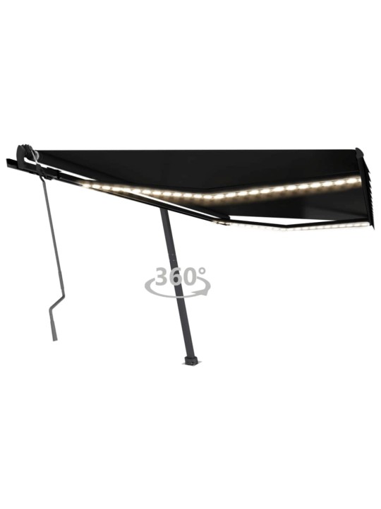 Ručně zatahovací markýza s LED světlem 450 x 350 cm antracitová