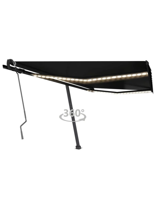 Ručně zatahovací markýza s LED světlem 450 x 350 cm antracitová
