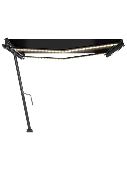 Ručně zatahovací markýza s LED světlem 450 x 350 cm antracitová