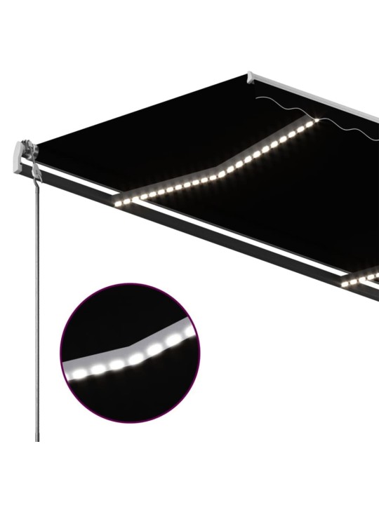 Ručně zatahovací markýza s LED světlem 450 x 350 cm antracitová