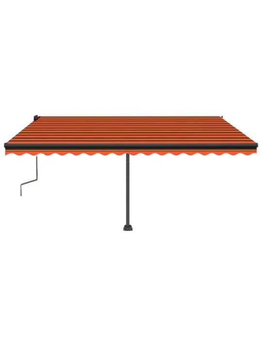 Ručně zatahovací markýza s led světlem 450x350 cm oranžovohnědá
