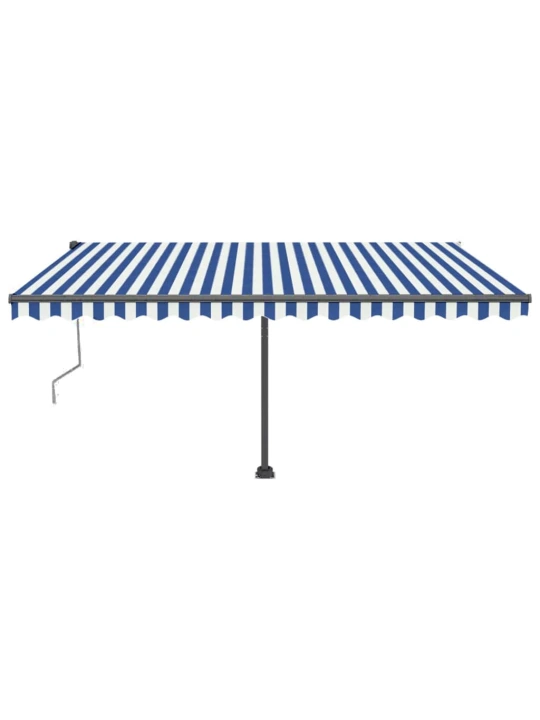 Automatická markýza LED a senzor větru 450 x 350 cm modrobílá