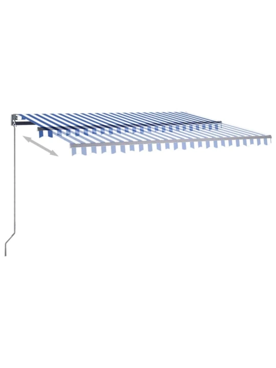 Automatická markýza LED a senzor větru 450 x 350 cm modrobílá