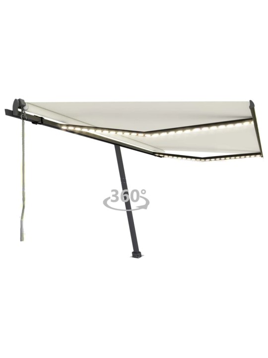 Automatická markýza LED a senzor větru 450 x 350 cm krémová