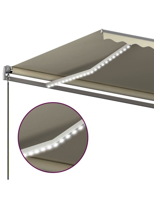 Automatická markýza LED a senzor větru 450 x 350 cm krémová