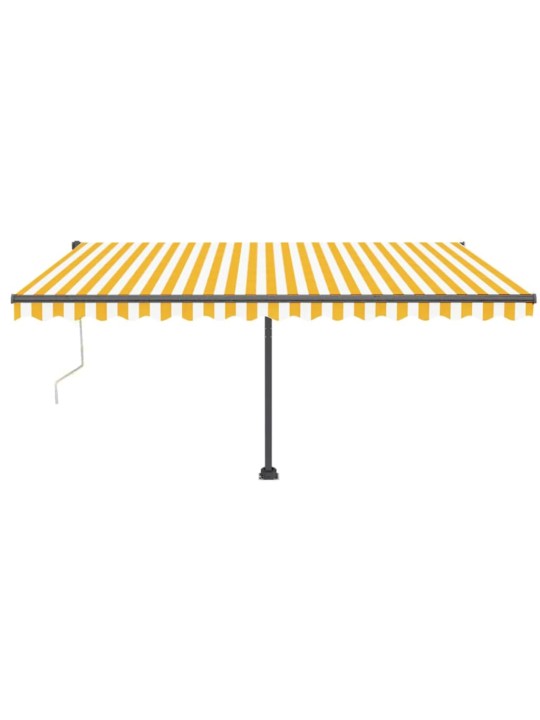 Automatická markýza LED a senzor větru 450 x 350 cm žlutá/bílá