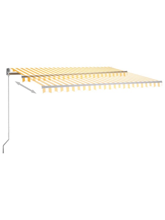 Automatická markýza LED a senzor větru 450 x 350 cm žlutá/bílá