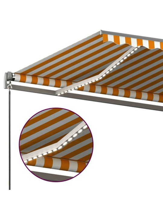 Automatická markýza LED a senzor větru 450 x 350 cm žlutá/bílá