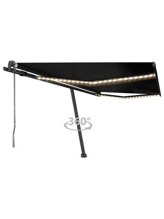 Automatická markýza LED a senzor větru 450 x 350 cm antracitová