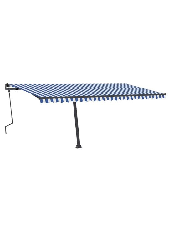 Ručně zatahovací markýza s LED světlem 500 x 350 cm modrobílá