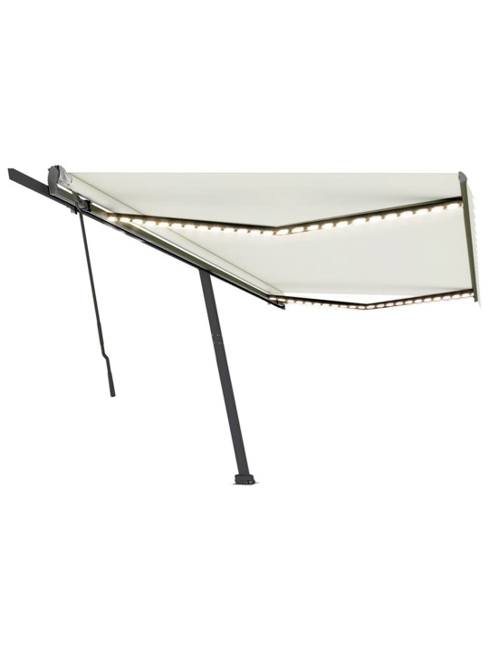 Ručně zatahovací markýza s LED světlem 500 x 350 cm krémová