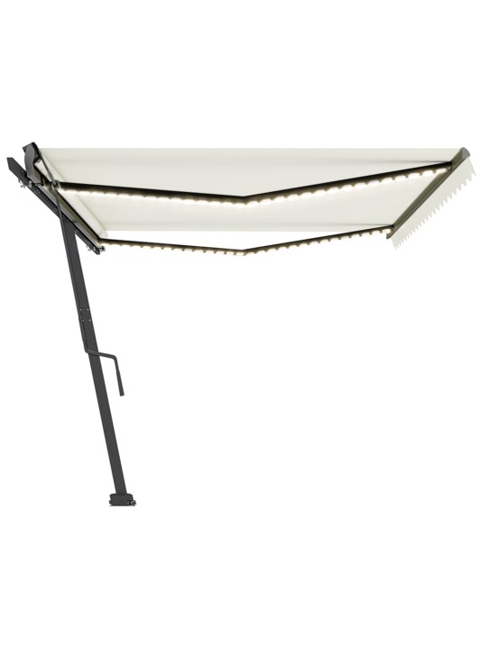 Ručně zatahovací markýza s LED světlem 500 x 350 cm krémová