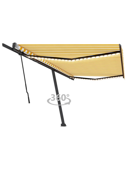 Ručně zatahovací markýza s LED světlem 500 x 350 cm žlutobílá