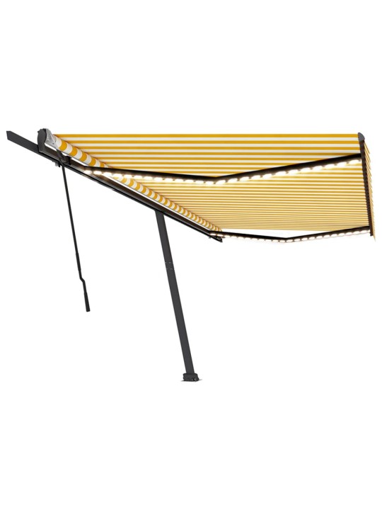 Ručně zatahovací markýza s LED světlem 500 x 350 cm žlutobílá
